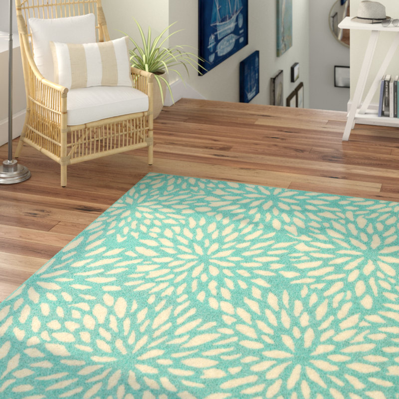 Kailani Contemporary Aqua blue Indoor/Outdoor Area Rug & Reviews AllModern